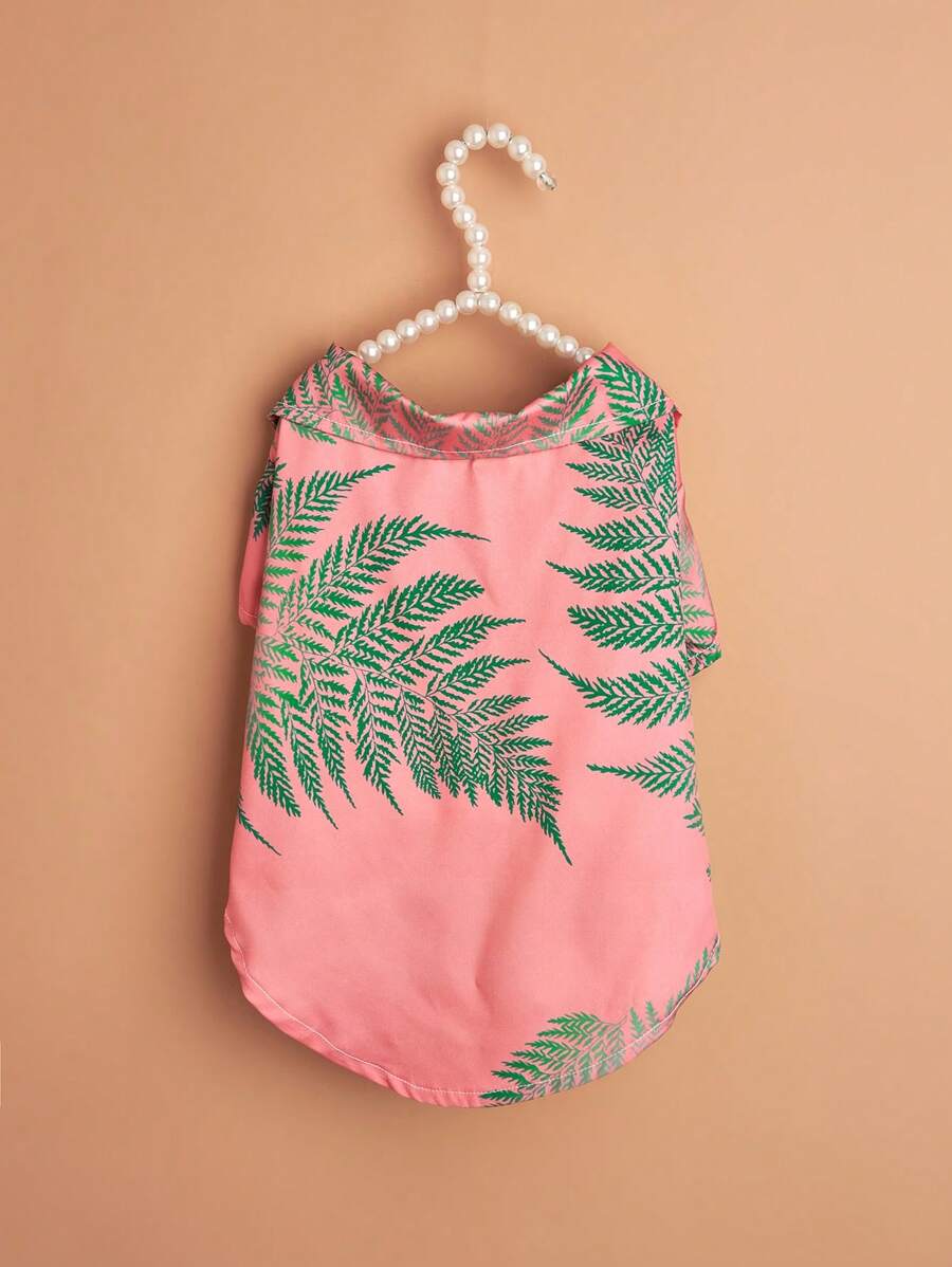 1pc Palm Leaf Pattern Pet Shirt, Beachy Vacation Style Polyester Pet Clothes For Cats & Dogs - Multicolor - View 1