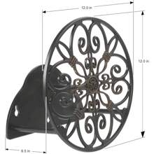 Mayordomo de manguera decorativo montado en la pared, capacidad para 125 pies, color negro - Negro - Ver 4