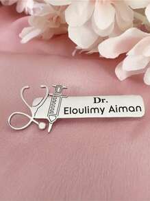 Customized Women Nurses & Doctors Name Badge Brooch, Stainless Steel Personalized Nurse Pin Gift For Nurses & Doctors - Style 1 - View 5