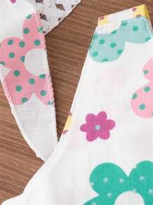 2pcs/Set Summer Baby Girls' Sleeveless Bow Colorful Floral Print Dress And Hat, Casual Holiday Beach Outfit - Pink - View 3