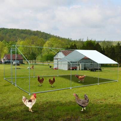 20 X 10ft Large Metal Hen Run House Walk-In Poultry Cage Enclosure