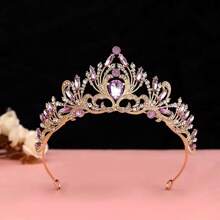 1pc Crown Headpiece For Women, Suitable For Bride, Princess, Stage Performance, Royal Bridal Wedding Party Headband Halloween - Gold - View 7