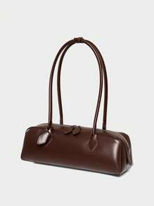 Women's New Niche Design One Shoulder Large Capacity Underarm Bag, Elegant Long Red Baguette Bag - Coffee - View 4