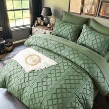 7pieces(Full/Queen/King)Lightweight Solid Comforter Set For All Seasons,Twin(5 Pieces),Soft & Comfortable Bed In A Bag Set For Student/Friends/Colleage,A Cloud-Like Sleeping Space All Year Round,Spring/Summer/Autumn/Winter,Great Gift - 墨綠色 - 查看 4