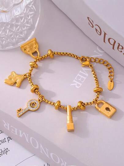 316L 不锈钢手链 18K 镀金 防水 不褪色 女士多款不同吊坠手链礼物