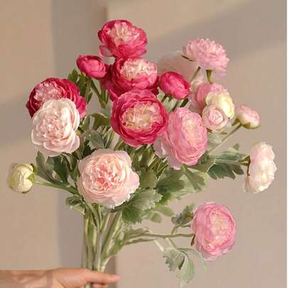 1/6 件母亲节装饰牡丹花水仙花人造花 6 件春花牡丹花束家居装饰假花牡丹插花夏季生日礼物婚礼海滩返校学校用品房间装饰