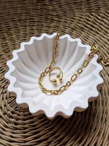 1pc Wave Rim Silicone Dish Bowl Mold, Large & Small Size, DIY Cement, Gypsum, Clay, Resin, Concrete, Candle Storage For Home Decor, Jewelry Holder, Craft Making - White - View 4