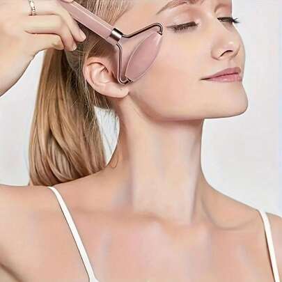 1pc ABS Plastic Facial Beauty Massage Tool Set, With Roller Massager And Scraping Plate, For Body And Back, Pink!!!!Note: The Material Is ABS, Not Natural Stone,Beauty,Skin Care Products,Spa,Self Care,Skin Care Tools,Face Care,Esthetician Supplies,Massage,Face Massage Tool,Face Roller