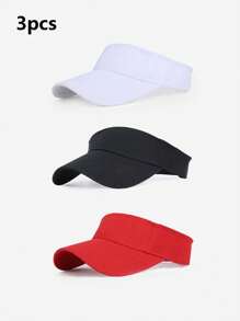 Set de 3 gorras de béisbol para mujer de estilo liso para deportes al aire libre, gorra de golf transpirable, gorra visera con protección solar, ajustable para playa, viajes, parejas, estudiantes