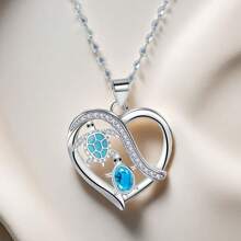 Fashionable Love Turtle With Small Turtle Sterling Silver Necklace Gift For Mother Mother's Day Gift For Everyday Clothing - Turtle Necklace - View 6