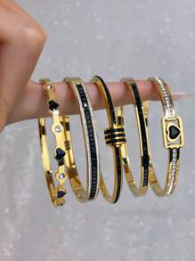 Camhanno 1pc Pulseira de aço inoxidável divertida e elegante com diamantes, adequada para a namorada do feriado cheia de ritual