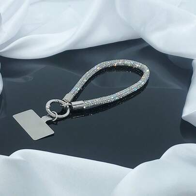 1 件奢华闪亮水晶手机链、水钻吊坠、适合所有手机型号的短腕带、智能手机挂绳、防丢失高端配件