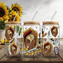 1pc 16oz Harry Potter House Personalized Creative Printed Glass Water Cup - Transparent - View 9