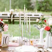 6pcs 5 Arm Acrylic Candle Holders, Elegant Clear Candelabras As Wedding Table Decoration, Candlestick Holders For Ceremony, Anniversary, Birthday Party Living Room Decor