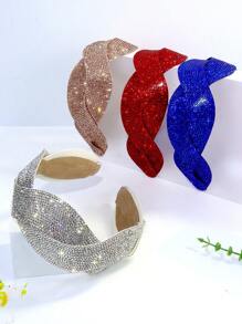 1件装 女士休闲可爱水钻（玻璃）编织宽檐发箍，发带，发圈，发饰 头饰 - 彩色 - 查看 8