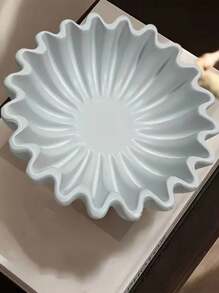 1pc Wave Rim Silicone Dish Bowl Mold, Large & Small Size, DIY Cement, Gypsum, Clay, Resin, Concrete, Candle Storage For Home Decor, Jewelry Holder, Craft Making - White - View 5