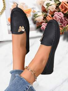 Women's Flat Casual Slip-On Loafers, Soft Leather Breathable Nurse Shoes, Fashion Versatile Lightweight Mom Shoes