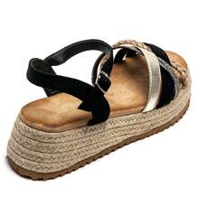 Sandal dây đế xuồng có quai chéo – Sang trọng và thoải mái cho mùa hè - màu đen - Xem 4