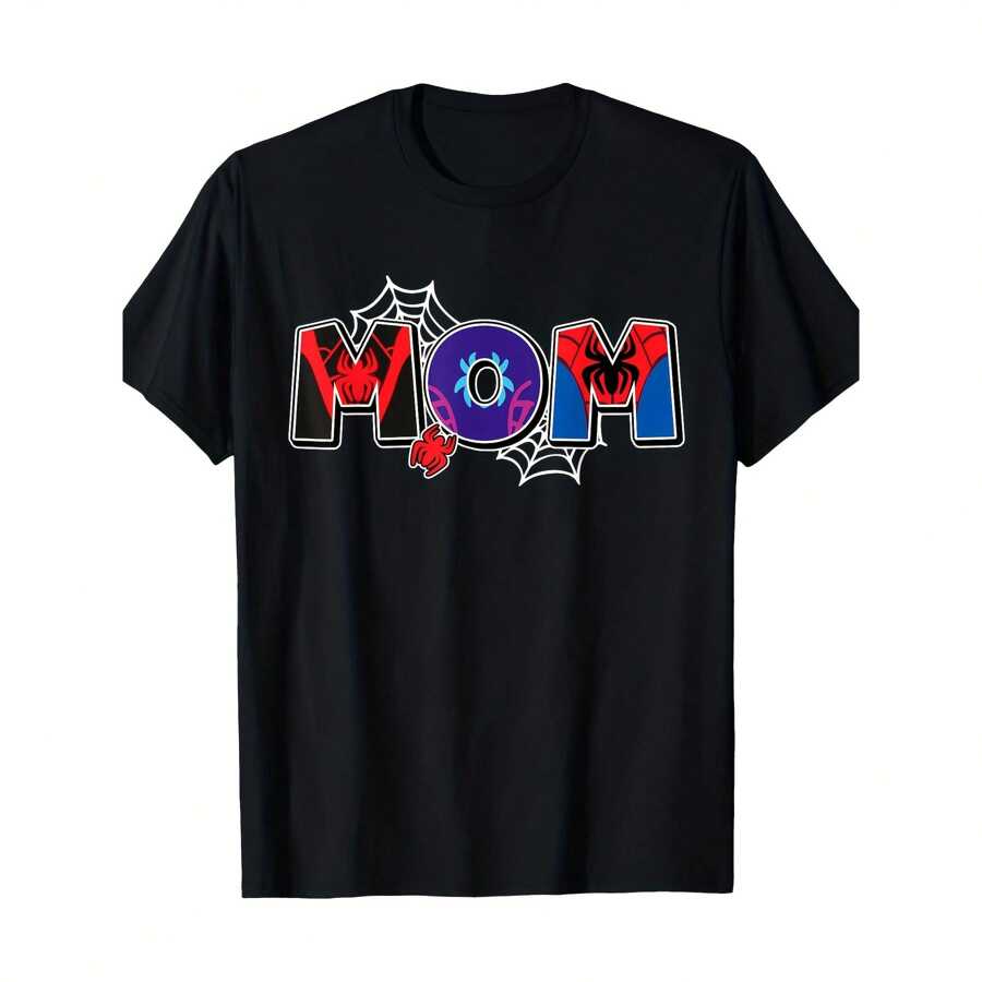 Mom Family Matching Birthday Boy Spider Mom Mother's Day T-Shirt 100% Cotton - 黑色 - 查看 1