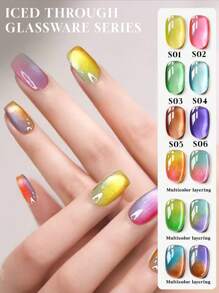 2026新款琥珀透明凝胶指甲油套装，12毫升。低调闪光玻璃底油，水晶猫眼凝胶指甲油。用途广泛，适合春夏使用。 - 彩色 - 查看 2