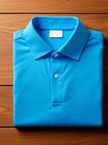Baby Blue Piquet Polo Neck T-Shirt For Men - Màu xanh nhạt - Xem 2