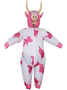 Inflatable Cow Costume, Universal Design Unisex Adult Party Outfit For Halloween - Multicolor - View 9