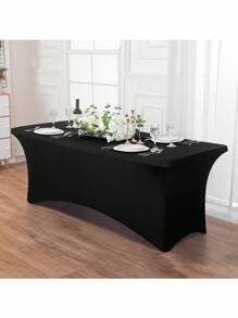 1/2 piezas Mantel de spandex, cubierta de mesa elástica, mantel rectángulo ajustado, cubierta de mesa elástica universal para bodas, banquetes, fiestas y eventos en el patio