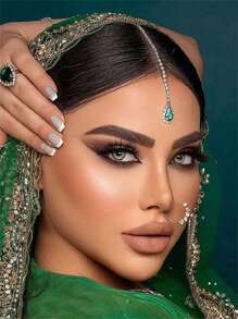 Green Crystal Water Drop Forehead Chain, Simple & Practical Multifunctional - Green - View 1