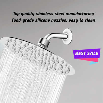 1pc High Pressure Stainless Steel Shower Head - Adjustable Top Nozzle, Fitted With Adapter And Silicone Outlet, Enhances Bathing Experience, Suitable As Christmas/Halloween Gift Decoration