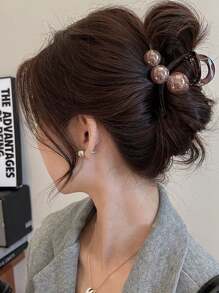 Elegant Korean Style Pearl Claw Clips, 2024 New High-End Hair Accessory Hair Claw Ponytail Holder