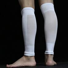 1 Coppia di protezioni per gambe da calcio professionali ad alta elasticità, design a singolo strato con tasche e fori di aerazione in rete traspirante