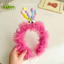 1 件毛绒小怪兽扭纹头带，女士秋季发饰，可爱耳机，可洗化妆头带，女士发带头带，发饰，发箍 - 彩色 - 查看 3