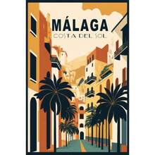 1pc Wall Arts Posters Optional Frame Travel Canvas Poster, Retro Travel Poster Malaga City Canvas Printing Art Village Beach Sunshine Coast Retro Wall Art Picture Mural Home Decoration, Frameless ,Wall Art With Frame - Multicolor - View 28