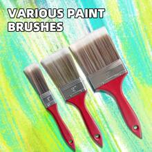 3pcs Wooden Handle Paint Brushes, 1 Inch, 2 Inch, 3 Inch, PET Soft Bristle Durable Cleaning Brush With ABS Handle, Home Decor Wall Painting Tool
