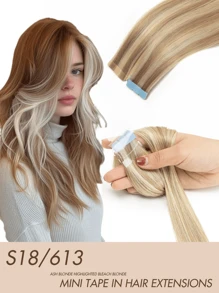 迷你胶带接发真人发雷米真人发双面隐形无缝胶带接发 10 片接发 - 彩色 - 查看 50