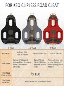 Placas de bloqueo autoportantes para pedales de bicicleta de carretera, zapatos de ciclismo con sistema de bloqueo para pedal Kéo ultraligero. Accesorio flotante para pedales Wellgo RC7
