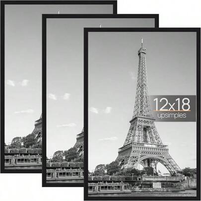 Upsimples 16x24 Picture Frame Black 3 Pack, Scratch-Proof Poster Frames 16 X 24 Photo Gallery - Slide-In Strips, Horizontal Or Vertical Wall Mounting2025
