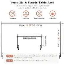 Soporte de varilla ajustable con abrazaderas para colocar sobre la mesa, kit de marco para arcos de globos para decoración de fiestas, bodas, baby shower, verano, regreso a la escuela y decoración de habitaciones