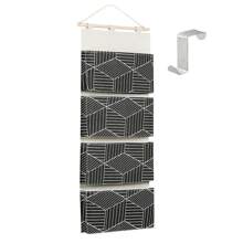 1 pièce Sac de rangement mural, organisateur suspendu à 4 couches en lin imperméable et coton pour le salon, la chambre à coucher et la salle de bain