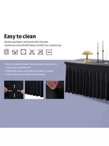 半件装弹力桌布，适用于长方形桌子，抗皱，带裙边，适用于派对、婚礼、生日、活动（多种颜色和尺寸可选） - 彩色 - 查看 11