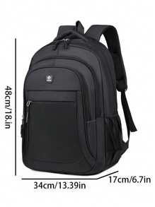 Large Capacity Durable Travel Backpack, Men's Laptop Bag, High Capacity, School/Commute Backpack With Laptop Compartment, Adjustable Shoulder Straps, Zipper Closure, Ideal For Travel, School And Commute, Multi-Functional Handbag