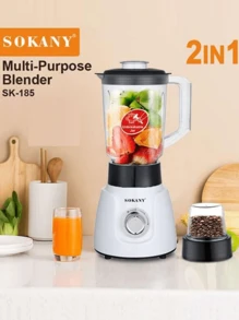 SOKANY 1 Stück SK185 Multifunktions-Mixer 500W 2-in-1 1,6 Liter Eiszerkleinerer Lebensmittelverarbeiter, Kaffee-/Gewürzmühle, Milchshake-Mixer für Milchshakes und Milchshakes - Schwarz