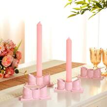 Suport pentru lumânări cu fundă roz, centre de masă cu fundă pentru decorarea nunții, sfeșnic lung pentru lumânări, suport pentru lumânări din gips stil Ins, centru de piesă decorativ pentru candelabre pentru petrecere de masă de nuntă