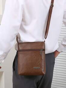Men's PU Leather Crossbody Bag, Fashionable Brand Minimalist Small Square Shoulder Bag For Daily Business Sling Bag - Multicolor - View 14
