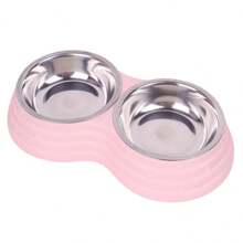 1 pièce Bol double en acier inoxydable Cadeau pour amateurs de chats/chiens et amoureux des chats/chiens. Bol d'eau et de nourriture pour animaux de compagnie antidérapant. Base antidérapante pour l'alimentation intérieure et extérieure. Bols intérieurs amovibles.