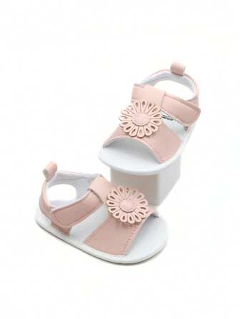 RABEISIR 女婴学步前鞋，花卉和笑脸图案，轻便透气，适合日常穿着和派对，四季皆宜