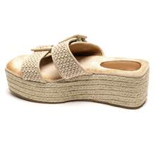 Sandalias de cuña con hebillas extra grandes y suela de cuerda - Estilo bohemio chic - Beis - Ver 4