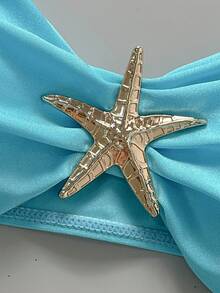 3pcs/Set 2025 New Sexy Bikini, European And American Style Solid Color Buckle Design Split Women High-End Swimwear Vacation Beach Summer - Baby Blue - View 4