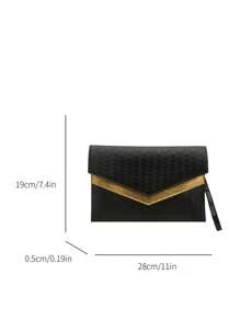 New Minimalist Design Vintage Solid Color Envelope Style Handbag For Women, Popular This Year - Black - View 11