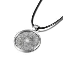5 pièces/paquet Cadre de pendentif de 25 mm avec cordon de cire, base de cabochon rond vide pour DIY, accessoires de bijoux de collier